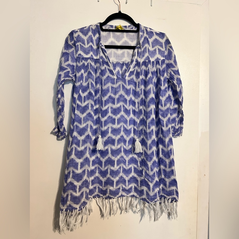 Roberta Roller Rabbit Indigo and White Geometric Dress
